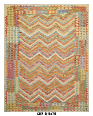 Pastel Chevron Kilim Area Rug –