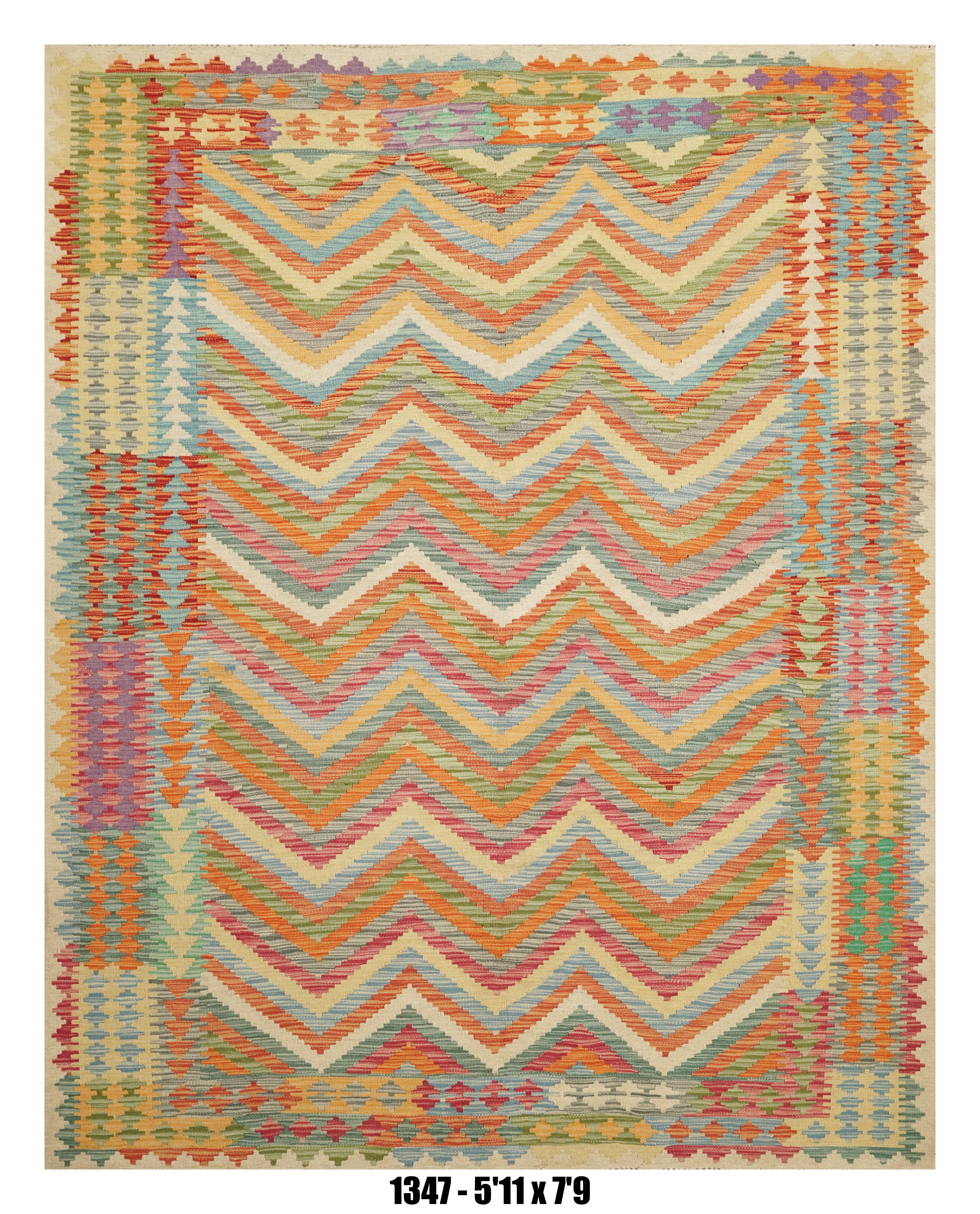 Handmade Afghan Rug — Killim 6x8-9