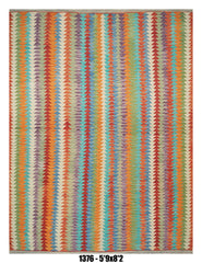 Pastel Chevron Kilim Area Rug
