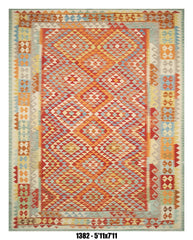 Warm Multicolor Geometric Kilim Area Rug