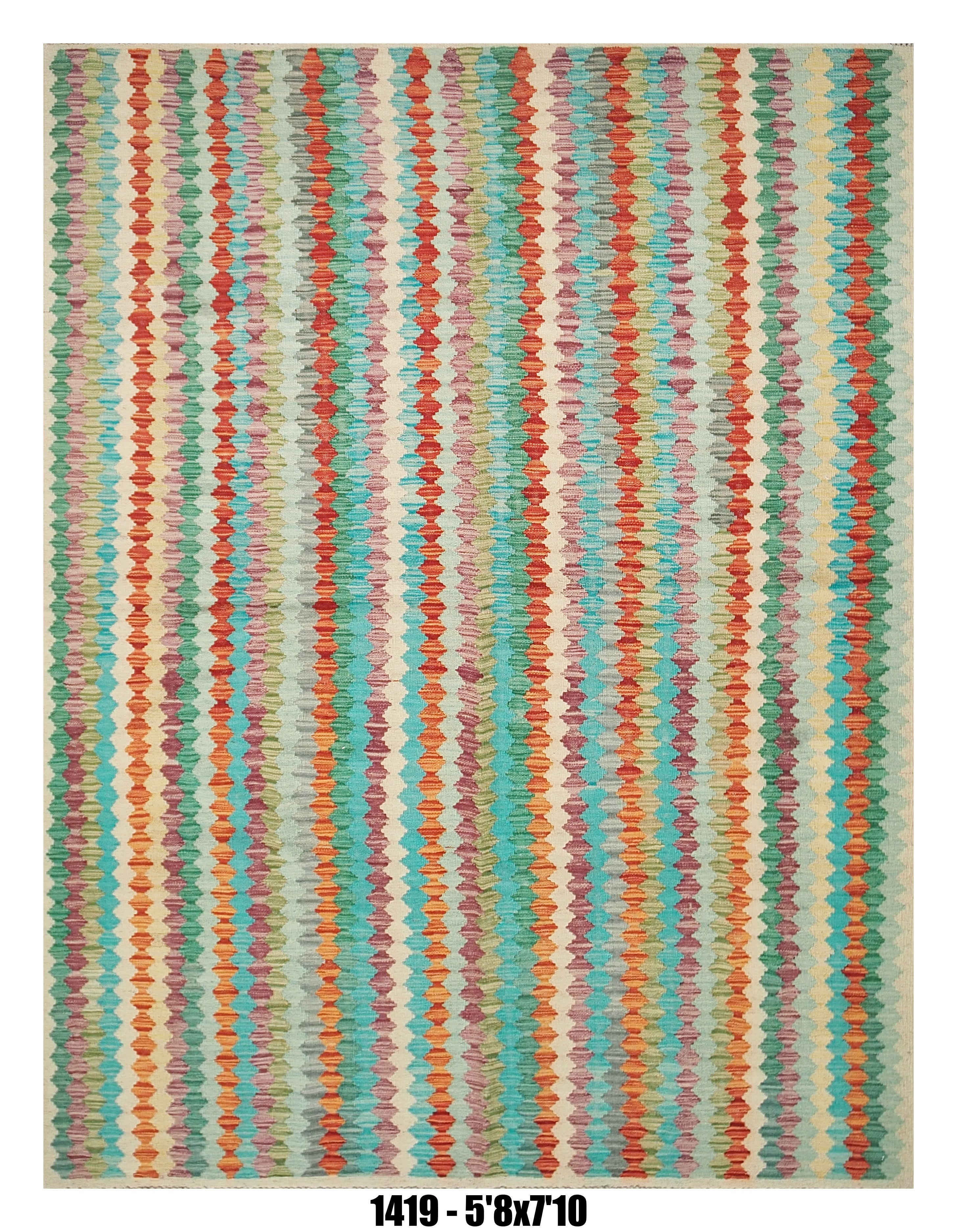 Pastel Striped Kilim Area Rug