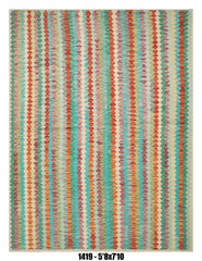 Pastel Striped Kilim Area Rug