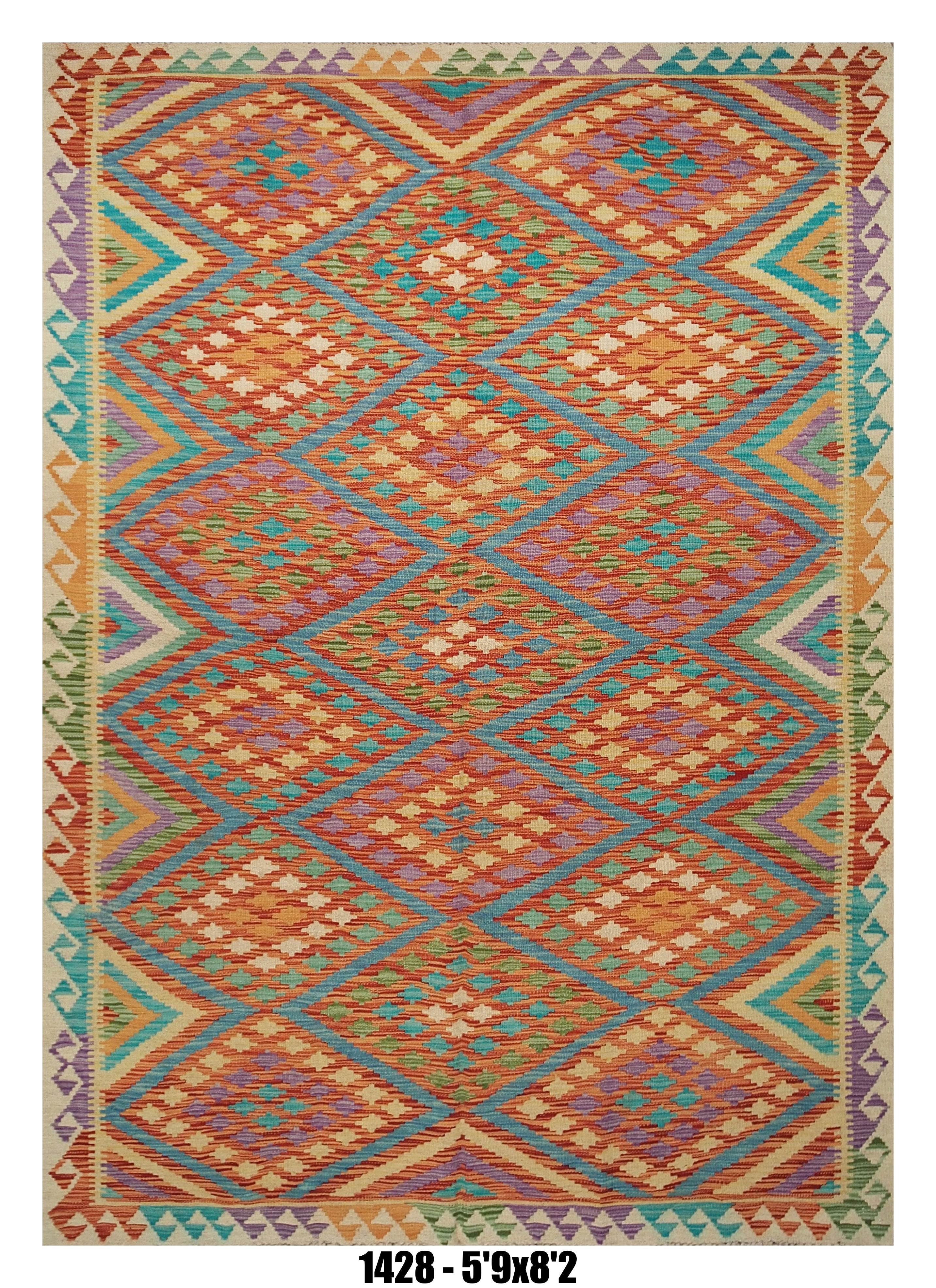 Vibrant Diamond Kilim Area Rug