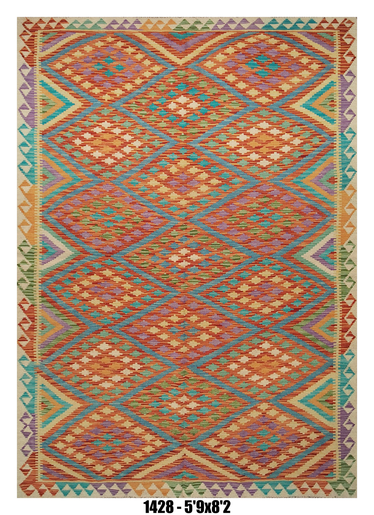 Vibrant Diamond Kilim Area Rug