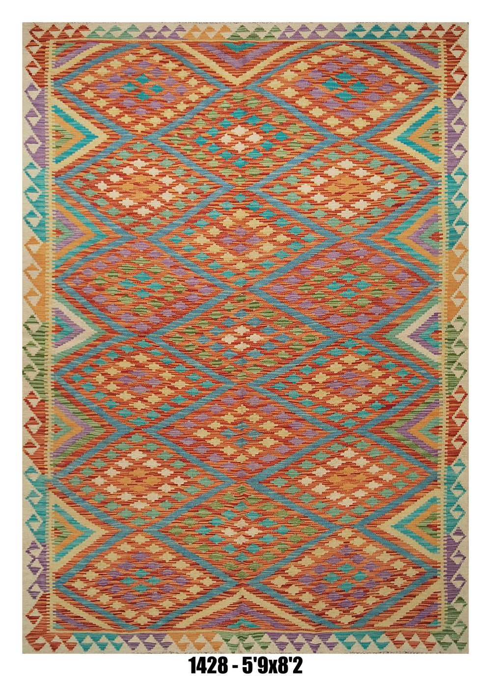 Handmade Afghan Rug — Killim 6x8-9