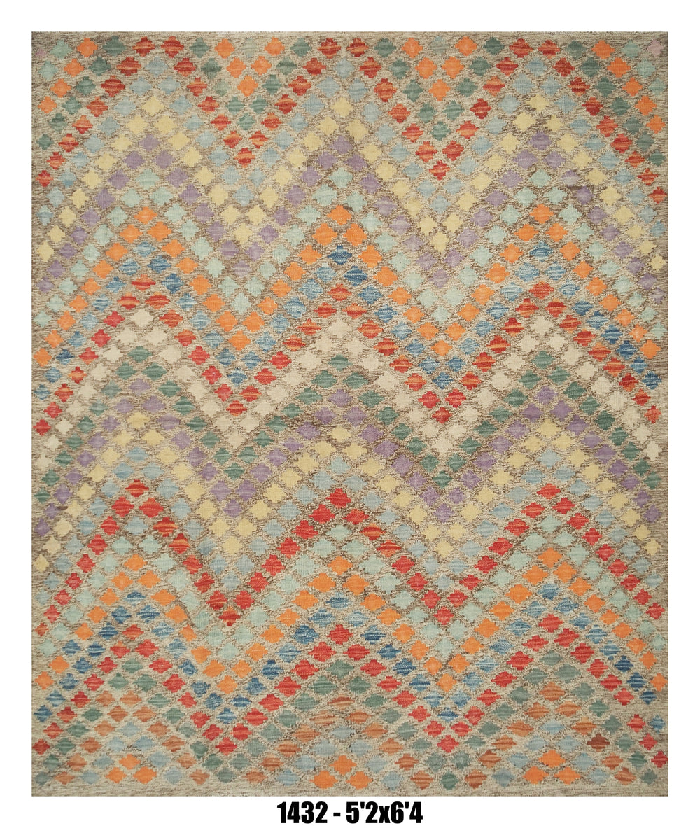 Handmade Afghan Rug — Killim 5x7-8