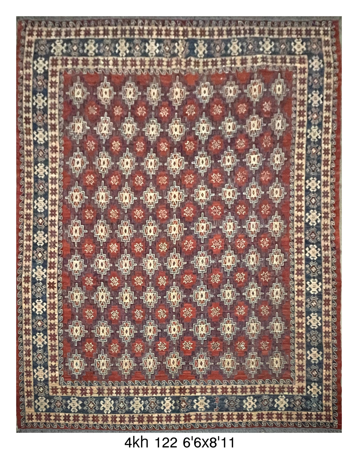 Traditional Red Geometric Kilim Area Rug