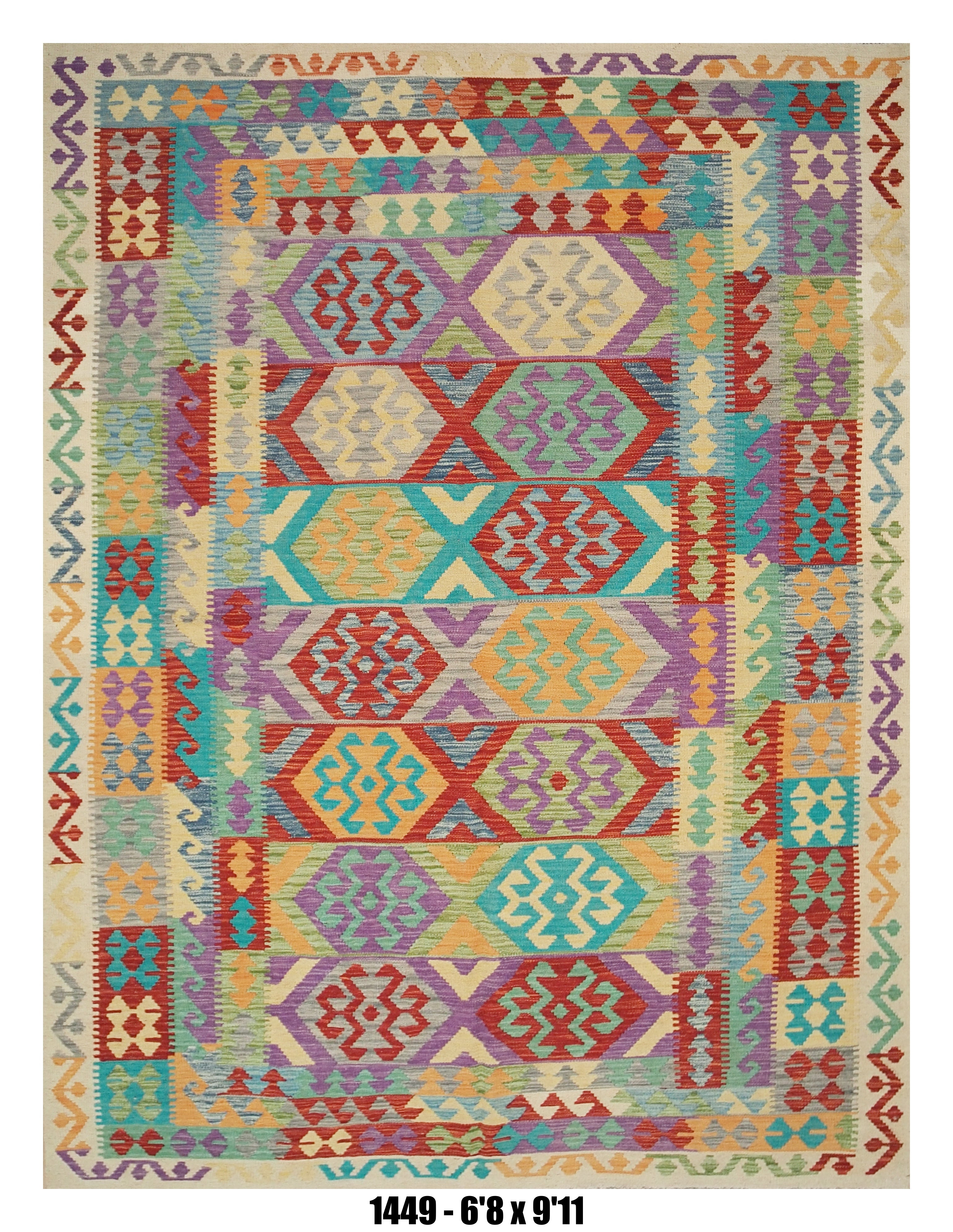 Vibrant Tribal Stripe Kilim Area Rug