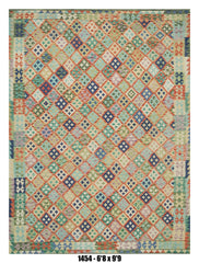 Pastel Navy Diamond Kilim Area Rug
