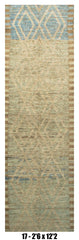 Moroccan Runner Rug 2'6" x 12'2" |  Ivory Blue Tribal Hallway Rug