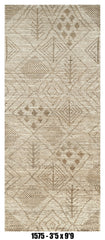 Moroccan Runner Rug 3'5" x 9'9"  | Ivory Taupe Tribal Geometric Hallway Rug