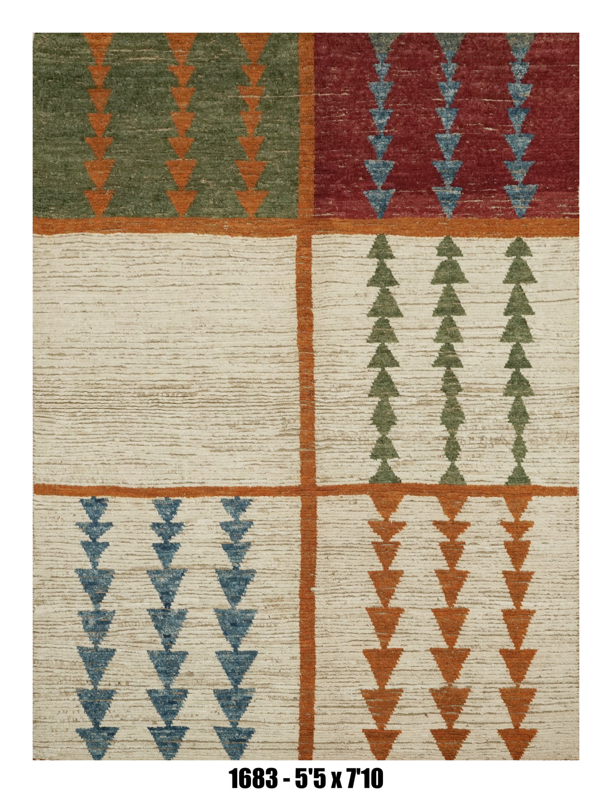 Moroccan Tribal Rug Color Block Geometric Panel Design