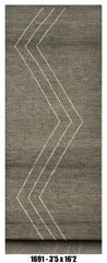 Moroccan Runner Rug 3'5" x 16'2" |  Charcoal Gray Minimal Chevron Hallway Rug