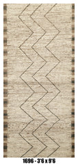 Moroccan Runner Rug 3'5" x 16'2" – Charcoal Gray Ivory Chevron Hallway Rug | SKU#1691