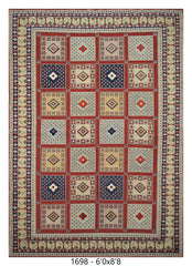 Traditional Ivory & Red Geometric Kilim Area Rug