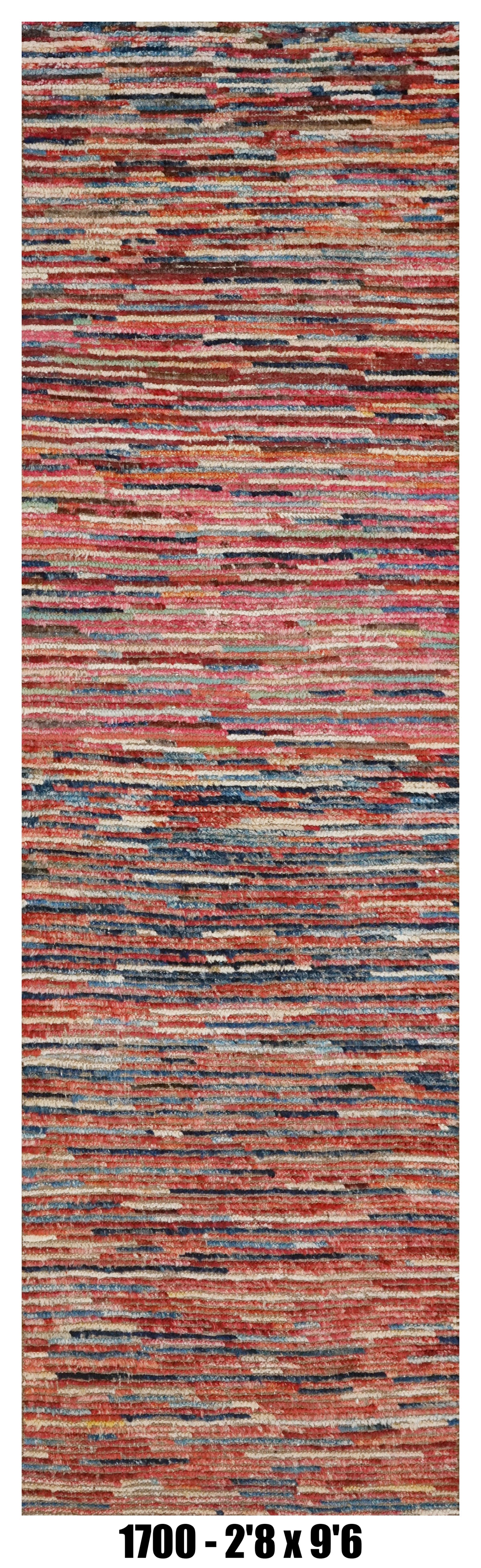 Moroccan Runner Rug 2'8" x 9'6" | Multicolor Striped Hallway Rug