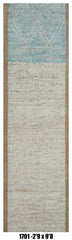 Moroccan Runner Rug 2'9" x 9'8" |   Ivory Aqua Tribal Hallway Rug