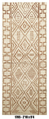 Moroccan Runner Rug 2'10" x 9'4" |  Ivory Taupe Tribal Diamond Hallway Rug