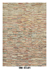Neutral Moroccan Rug Abstract Multicolor Striped Design