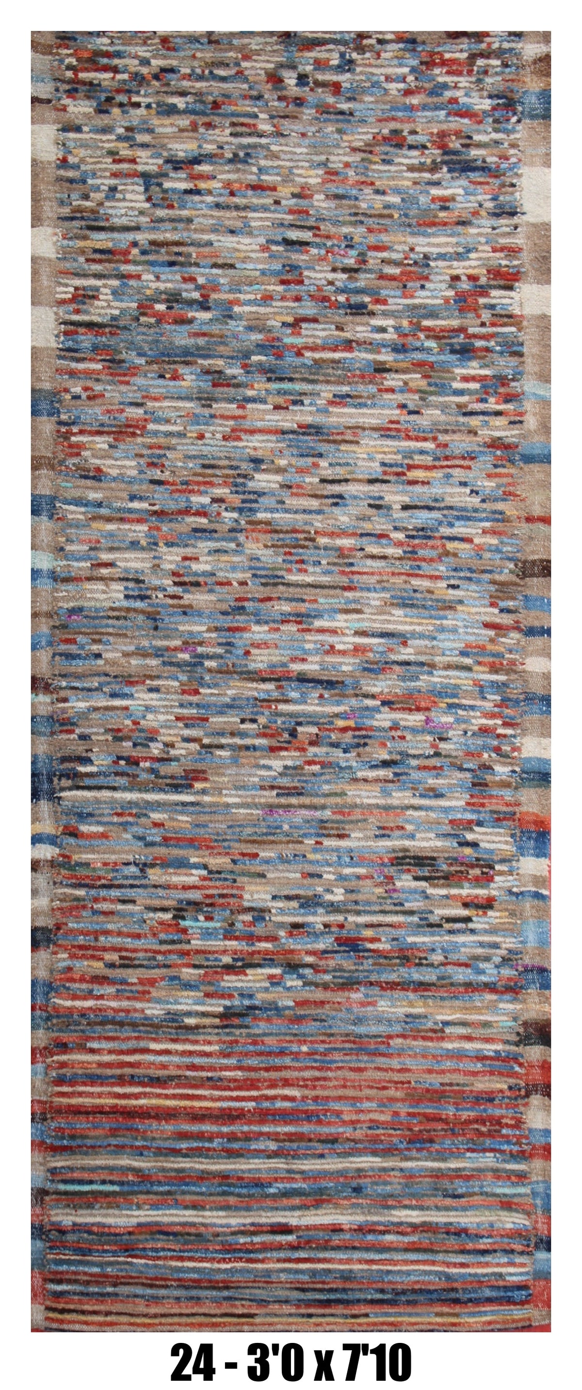 Moroccan Runner Rug 3'0" x 7'10" | Multicolor Striped Hallway Rug