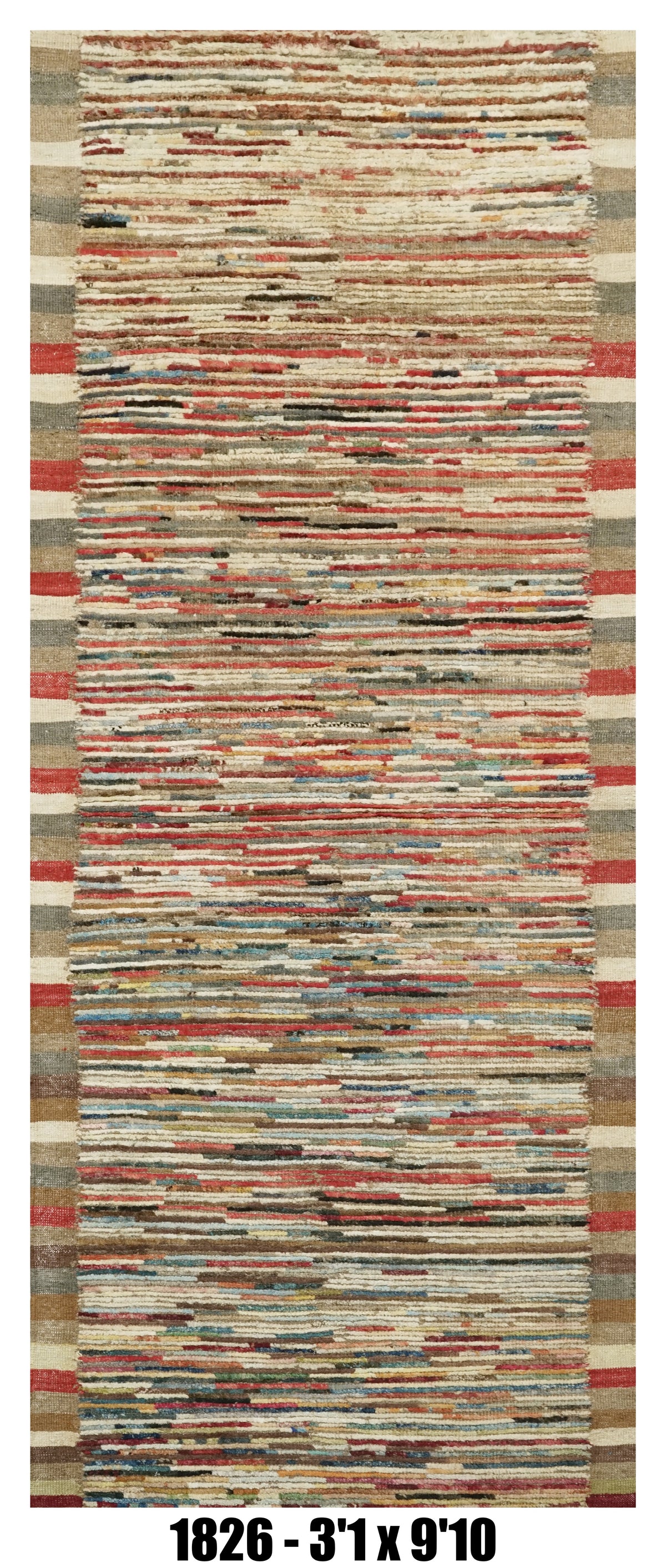 Moroccan Runner Rug 3'1" x 9'10" | Multicolor Striped Hallway Rug