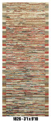 Moroccan Runner Rug 3'1" x 9'10" | Multicolor Striped Hallway Rug