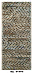 Moroccan Runner Rug 3'4" x 9'6" |  Blue Gray Chevron Hallway Rug