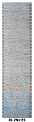 Moroccan Runner Rug 2'9" x 12'6"| Ivory Aqua Tribal Hallway Rug