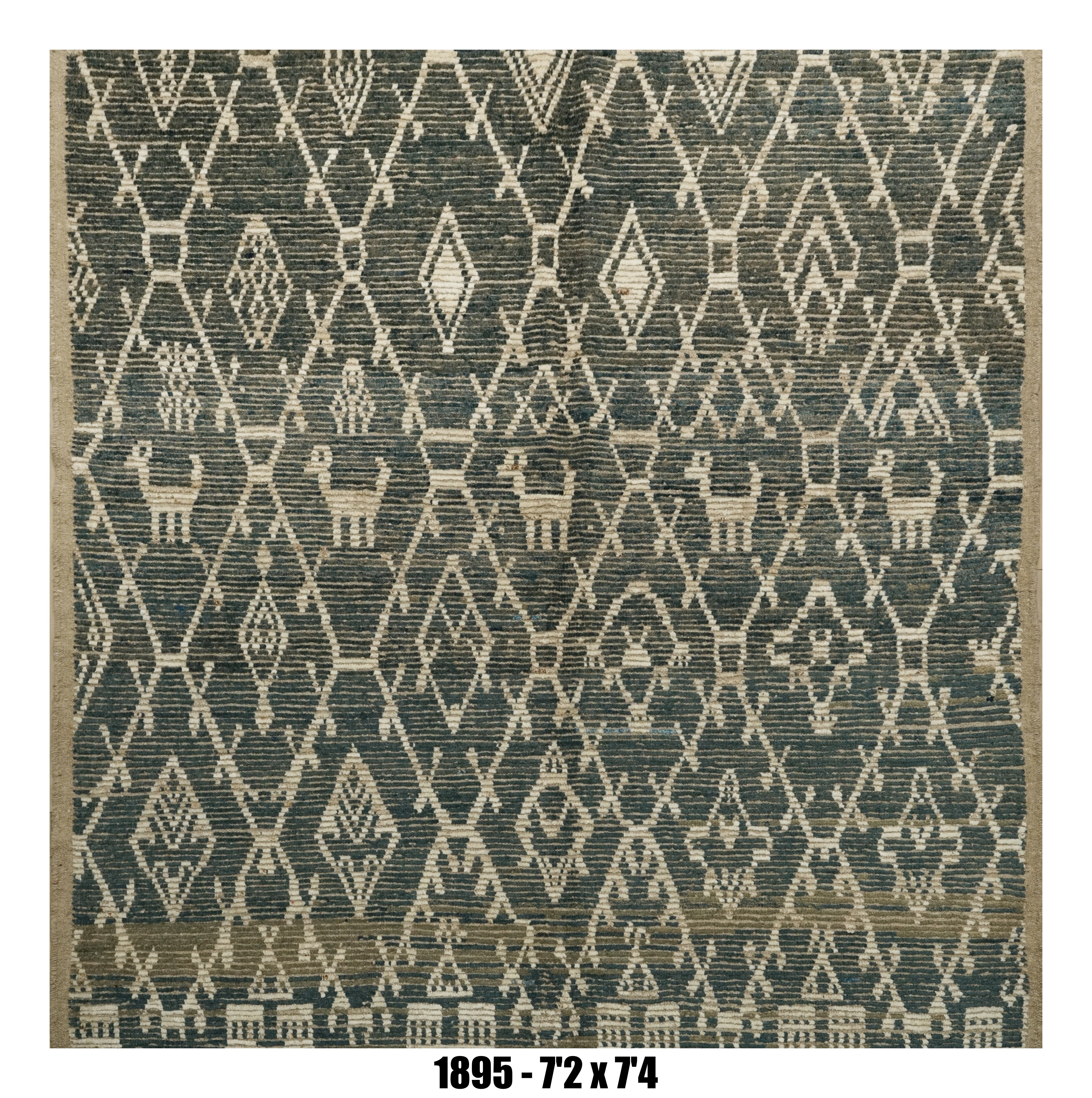 Handmade Afghan Rug — Moroccan Square - Round
