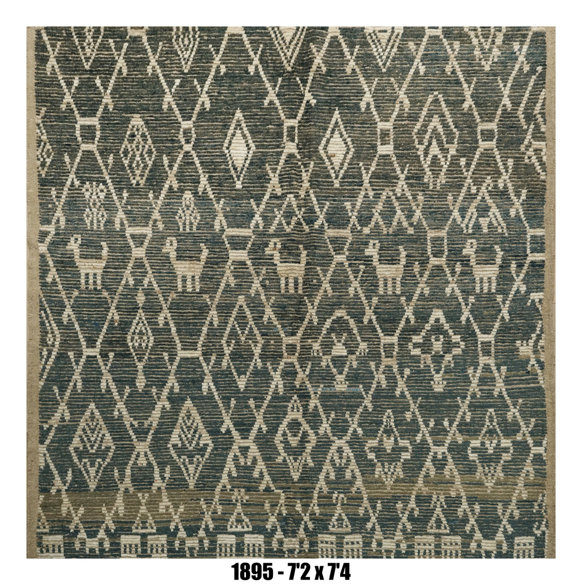 Handmade Afghan Rug — Moroccan Square - Round