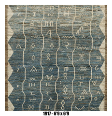 Handmade Afghan Rug — Moroccan Square - Round