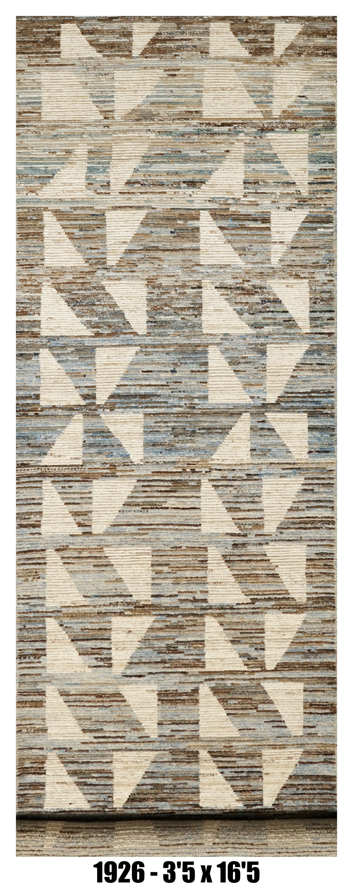 Moroccan Runner Rug 3'5" x 9'9" |  Blue Gray Chevron Hallway Rug