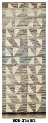 Moroccan Runner Rug 3'5" x 9'9" |  Blue Gray Chevron Hallway Rug