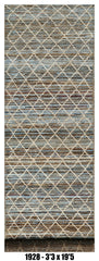 Moroccan Runner Rug 3'3" x 19'5"  |  Blue Taupe Diamond Lattice Hallway Rug