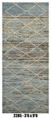 Moroccan Runner Rug 3'6" x 9'9" |  Blue Gray Diamond Lattice Hallway Rug