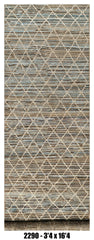 Moroccan Runner Rug 3'4" x 16'4"  | Blue Gray Diamond Lattice Hallway Rug