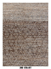 Brown Moroccan Rug Subtle Diamond Lattice Geometric Design