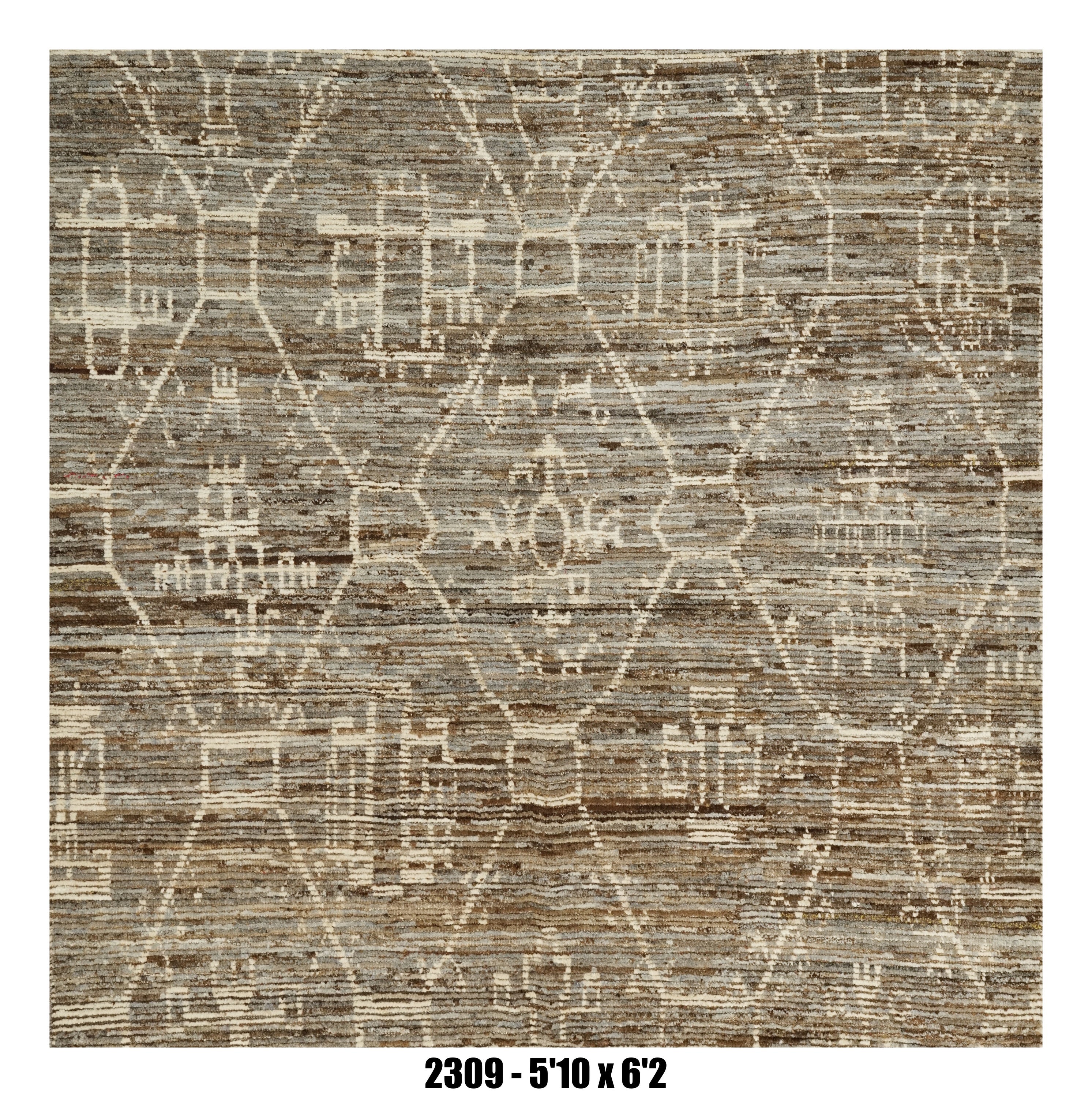 Moroccan Area Rug 5'10" x 6'2" |  Taupe Ivory Tribal Geometric Area Rug