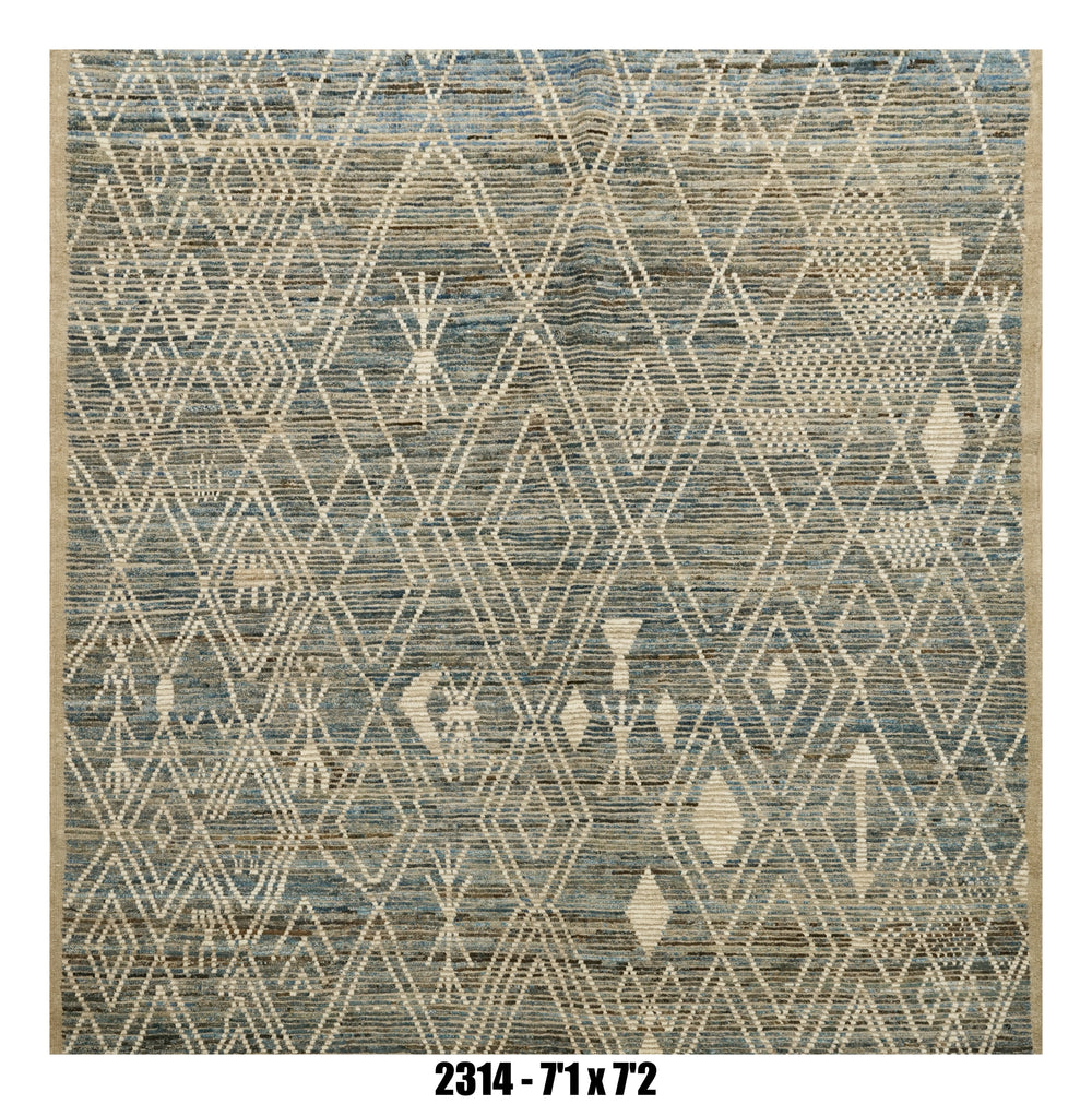 Handmade Afghan Rug — Moroccan Square - Round