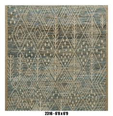 Handmade Afghan Rug — Moroccan Square - Round