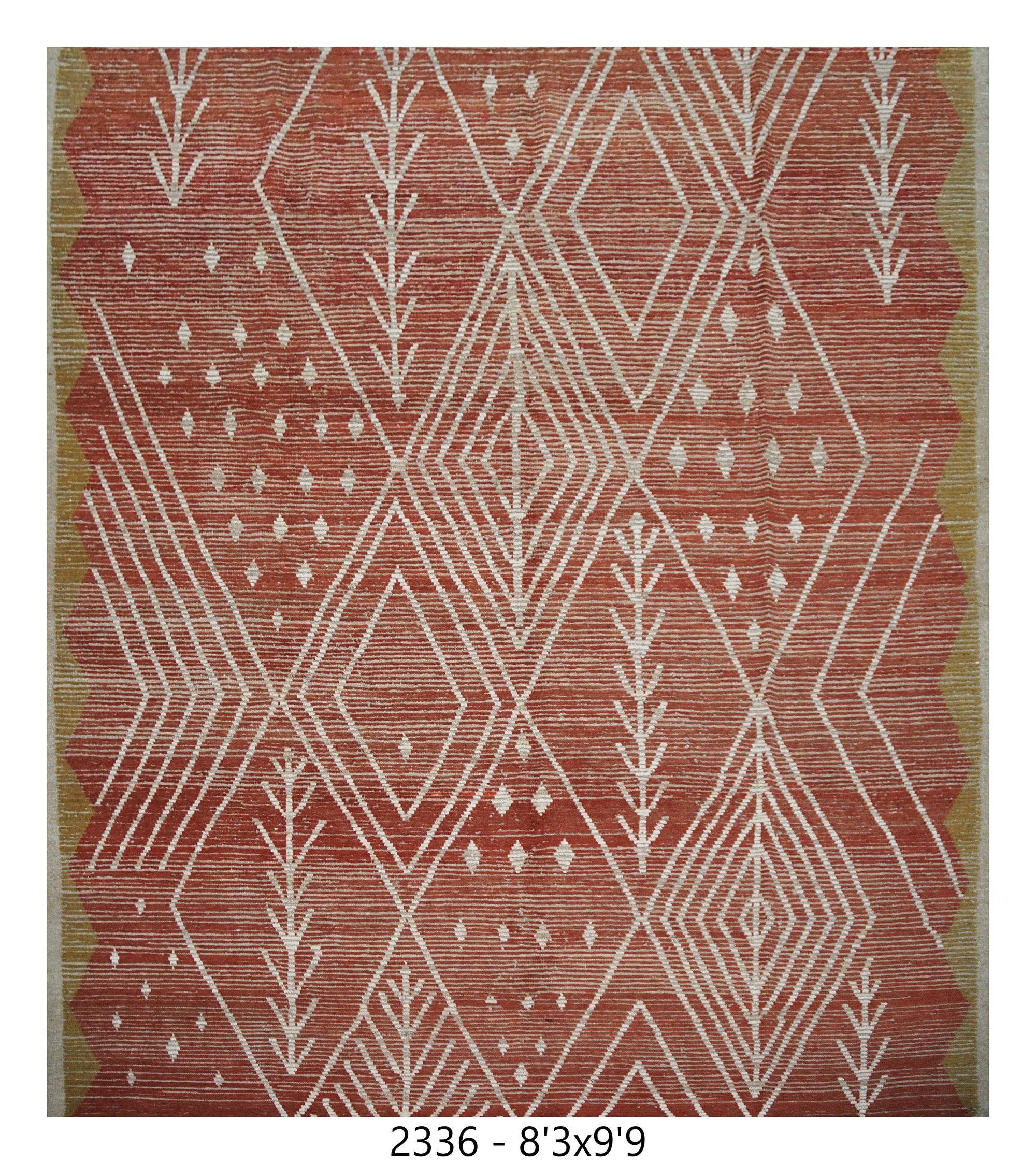 Moroccan Tribal Area Rug 8'3" x 9'9"  |  Terracotta Ivory Geometric Diamond Pattern