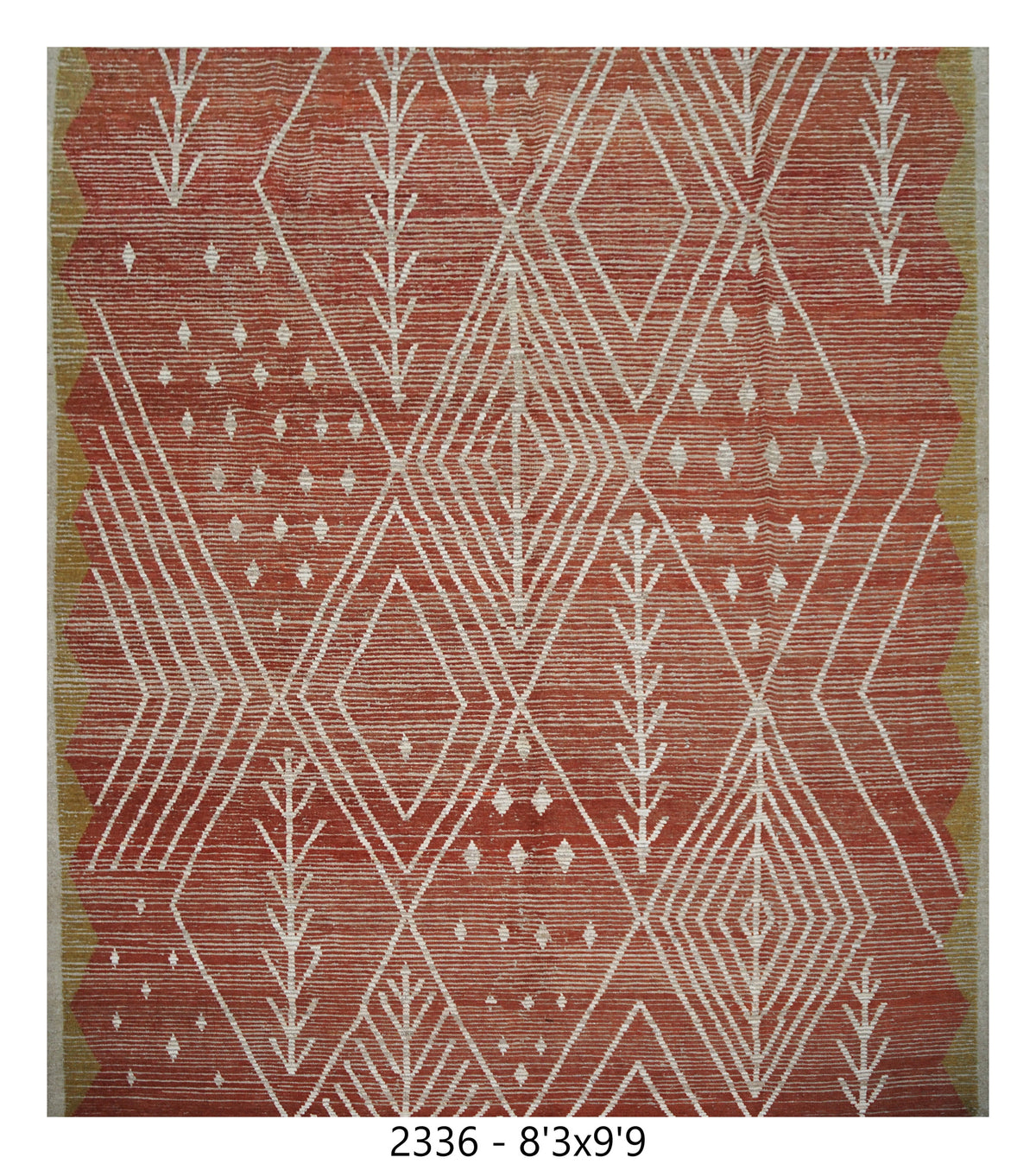 Moroccan Tribal Area Rug 8'3" x 9'9"  |  Terracotta Ivory Geometric Diamond Pattern