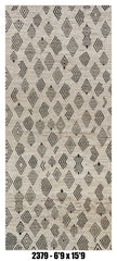 Moroccan Area Rug 6'9" x 15'9"  |  Ivory Black Tribal Geometric Rug