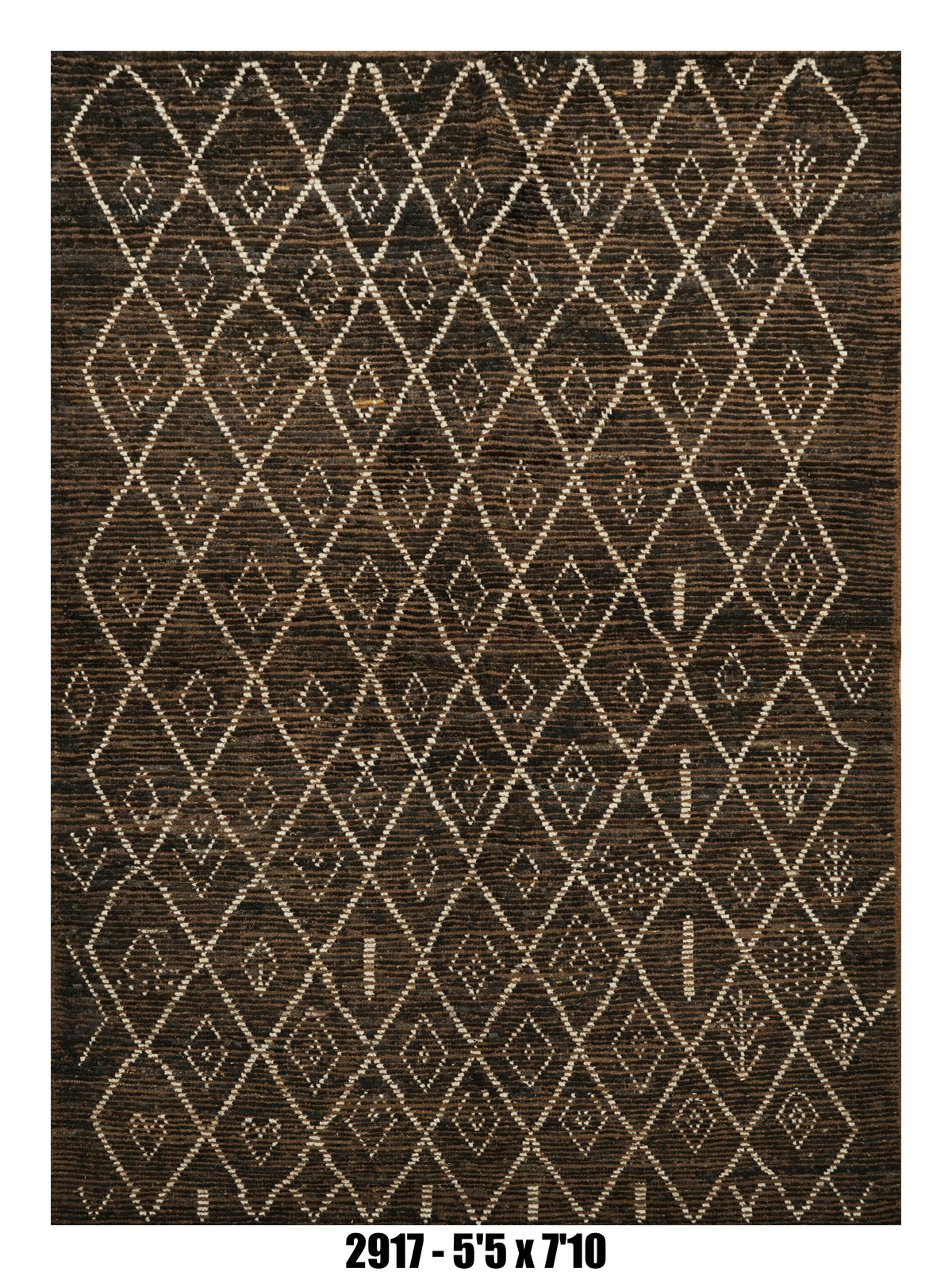 Dark Brown Moroccan Rug Tribal Diamond Lattice Design