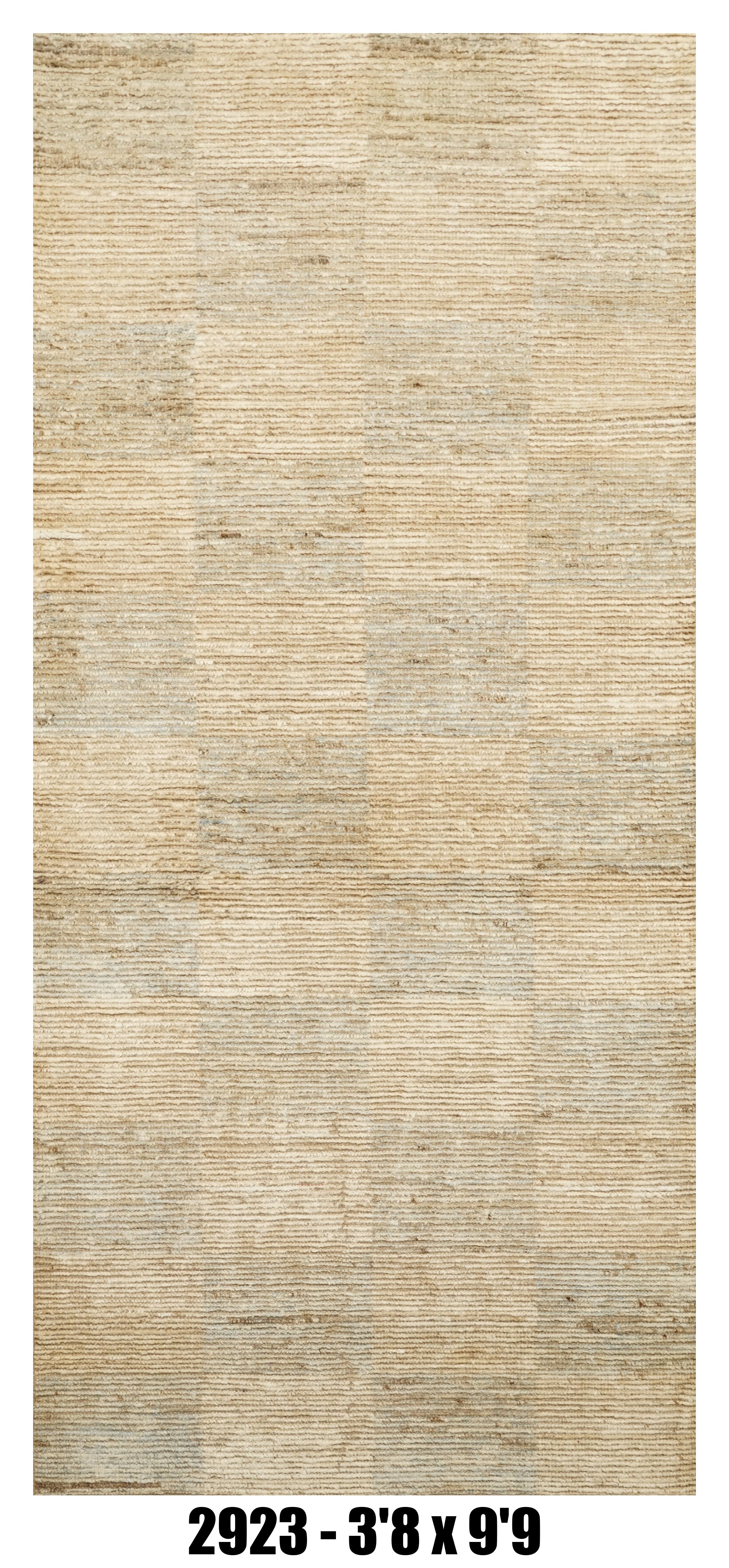 Moroccan Runner Rug 3'8" x 9'9" |  Ivory Beige Solid Textured Hallway Rug