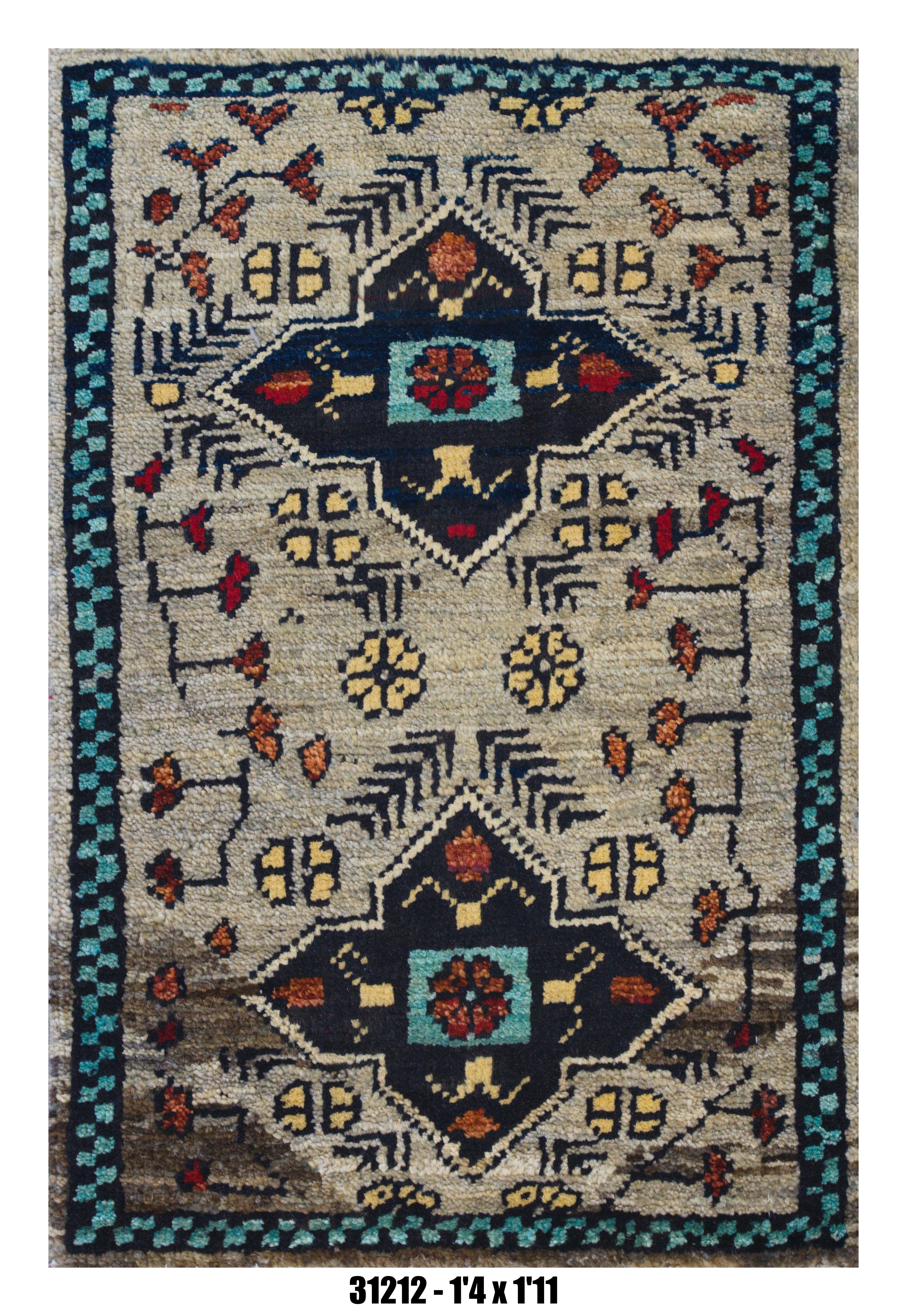 Handmade Afghan Rug — 1x2 — 1'4x1'11