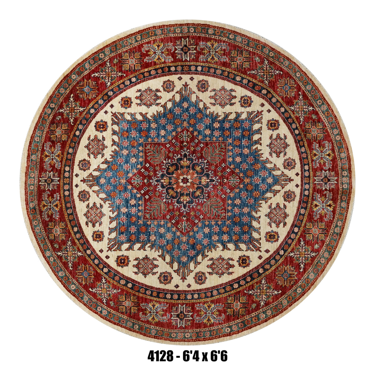 Handmade Afghan Rug — Round-Square