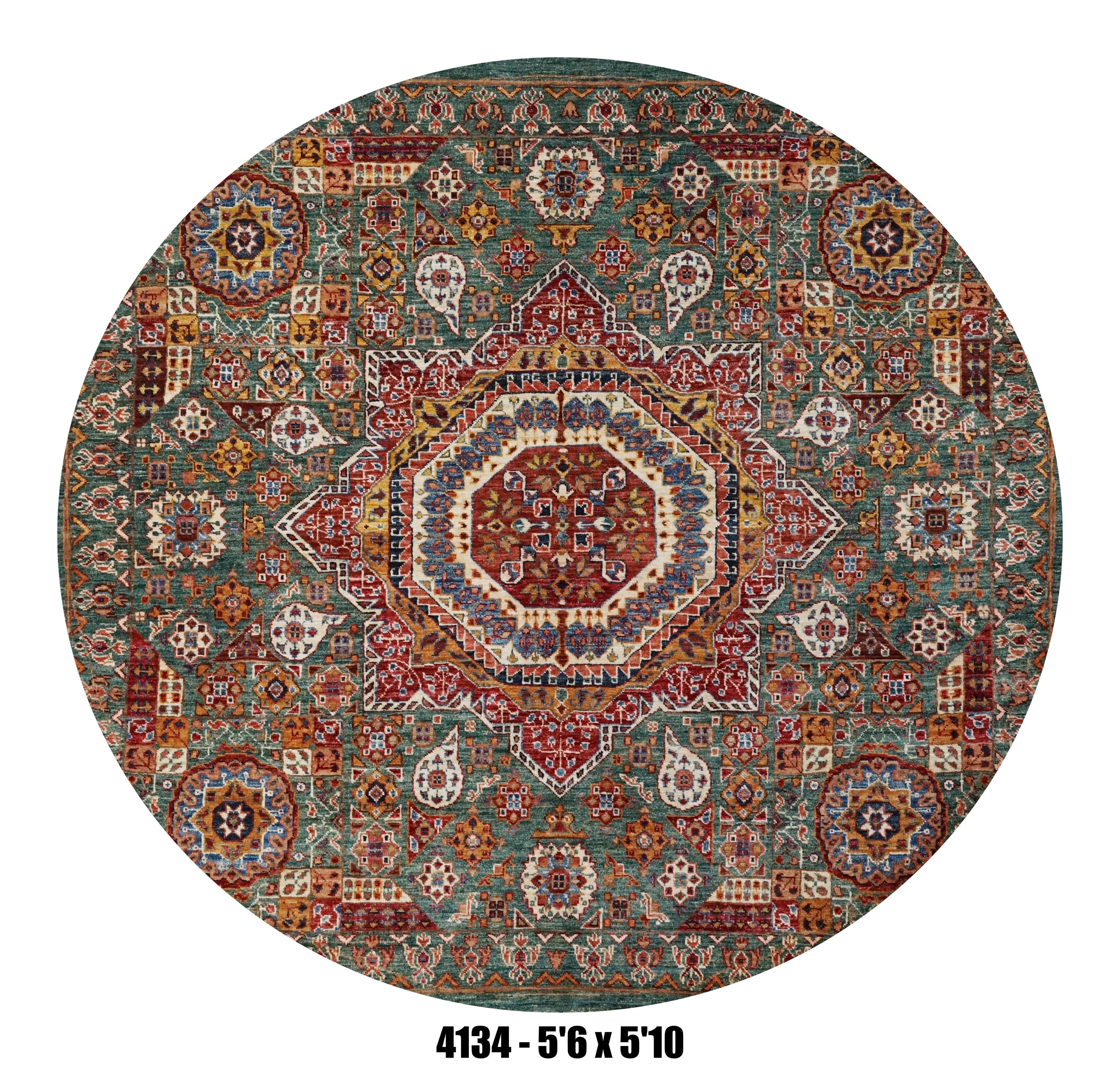 Handmade Afghan Rug — Round-Square