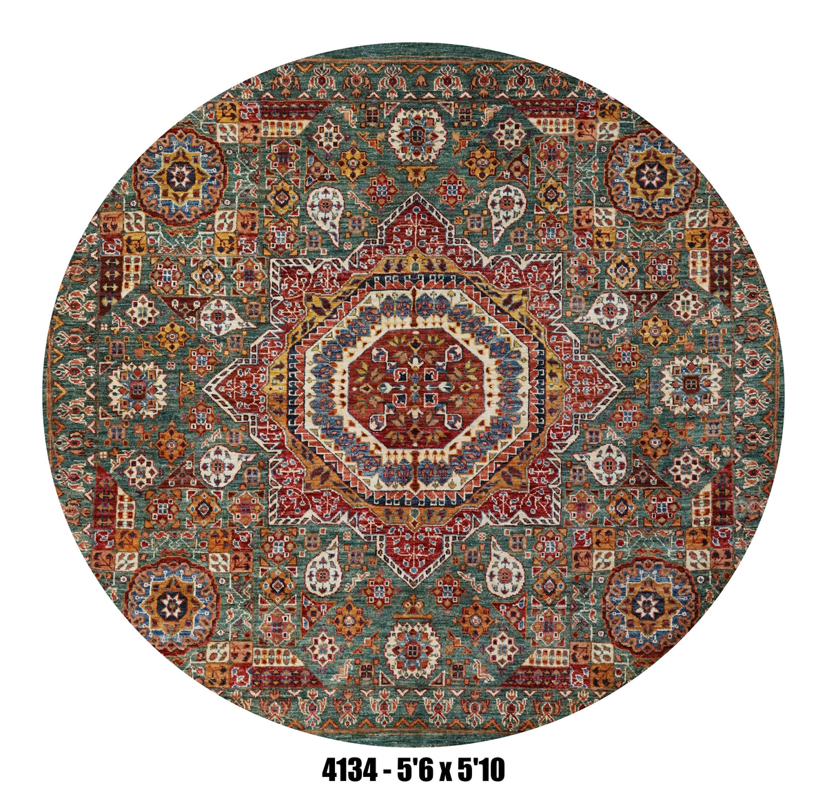Handmade Afghan Rug — Round-Square