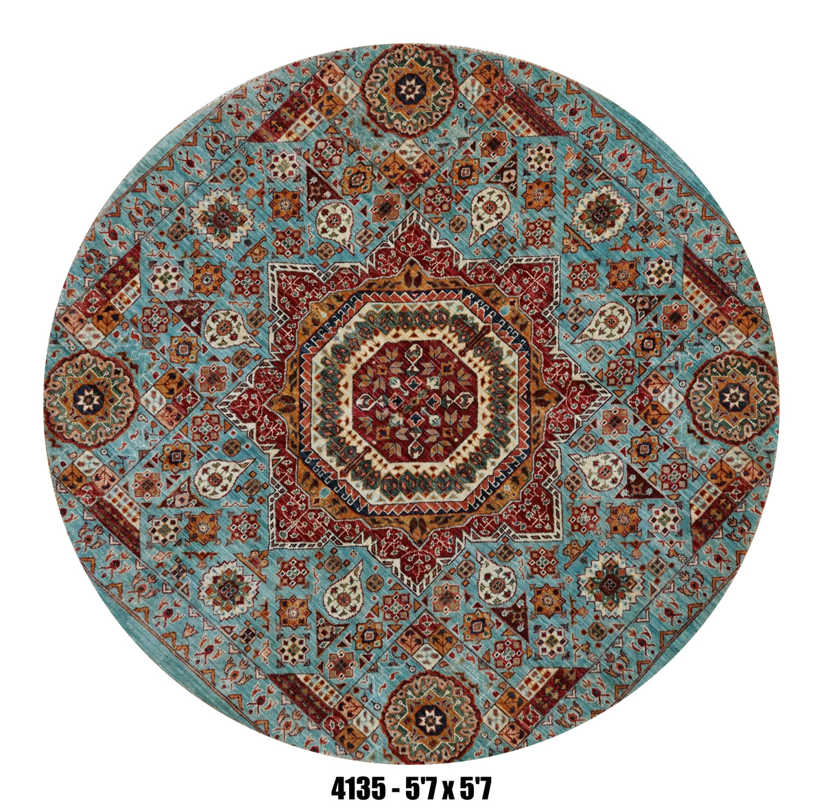 Handmade Afghan Rug — Round-Square